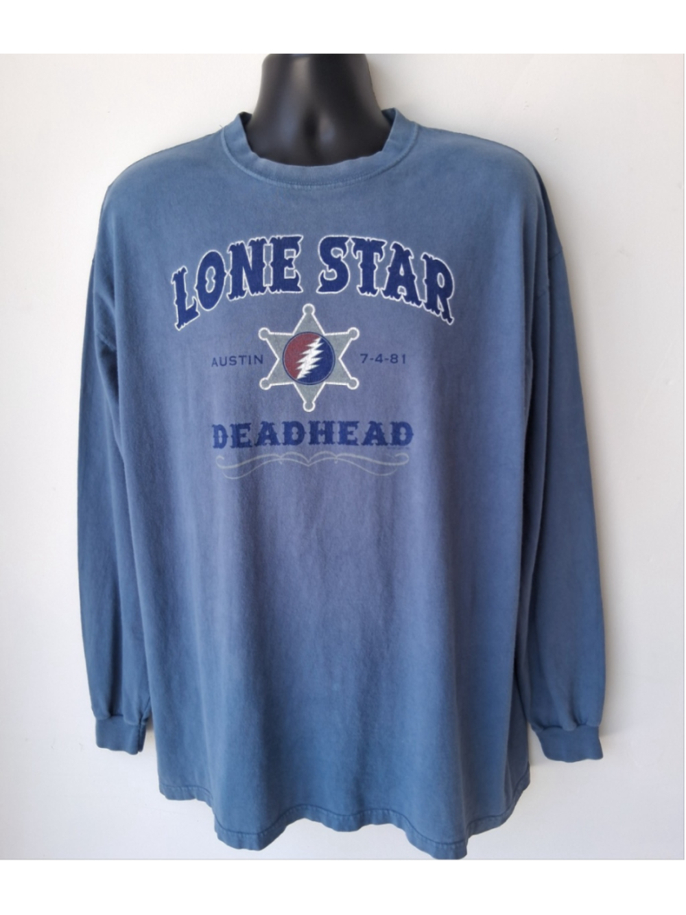 Vintage 90s Grateful Dead XL Band T-shirt 1981 Austin Deadhead Liquid Blue RARE!
